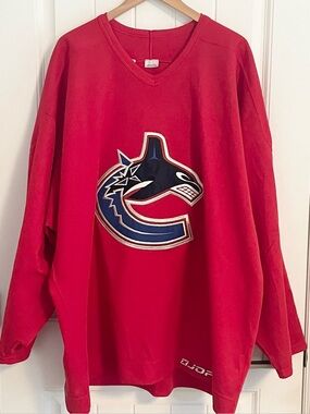 Authentic Jofa Vancouver Canucks West Coast Express Practice Red Jersey Size 58